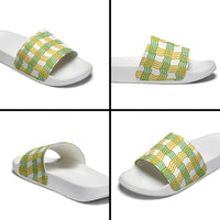 Aloha Hawaii Ilima Maile Lei Slide Sandals Palaka Inspired Hawaiian-plaid White LT14 - Polynesian Pride