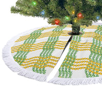 Aloha Hawaii Ilima Maile Lei Tree Skirt Palaka Inspired Hawaiian-plaid White LT14 - Polynesian Pride
