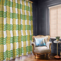Aloha Hawaii Ilima Maile Lei Window Curtain Palaka Inspired Hawaiian-plaid White LT14 - Polynesian Pride