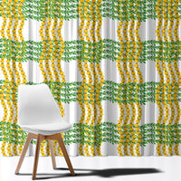 Aloha Hawaii Ilima Maile Lei Window Curtain Palaka Inspired Hawaiian-plaid White LT14 - Polynesian Pride