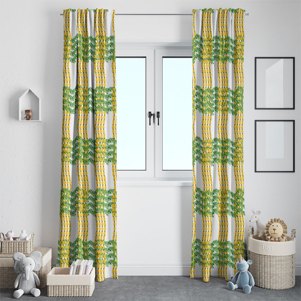 Aloha Hawaii Ilima Maile Lei Window Curtain Palaka Inspired Hawaiian-plaid White LT14 - Polynesian Pride