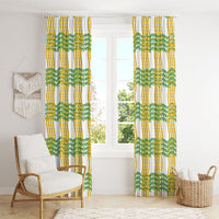 Aloha Hawaii Ilima Maile Lei Window Curtain Palaka Inspired Hawaiian-plaid White LT14 - Polynesian Pride