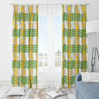 Aloha Hawaii Ilima Maile Lei Window Curtain Palaka Inspired Hawaiian-plaid White LT14 - Polynesian Pride
