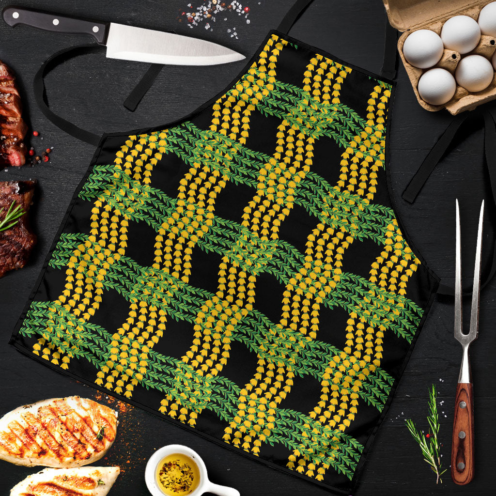 Aloha Hawaii Ilima Maile Lei Apron Palaka Inspired Hawaiian-plaid Black LT14 Black - Polynesian Pride