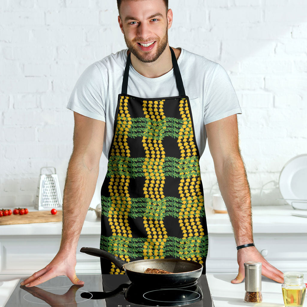 Aloha Hawaii Ilima Maile Lei Apron Palaka Inspired Hawaiian-plaid Black LT14 - Polynesian Pride