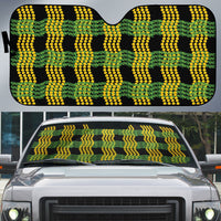 Aloha Hawaii Ilima Maile Lei Auto Sun Shade Palaka Inspired Hawaiian-plaid Black LT14 Black - Polynesian Pride