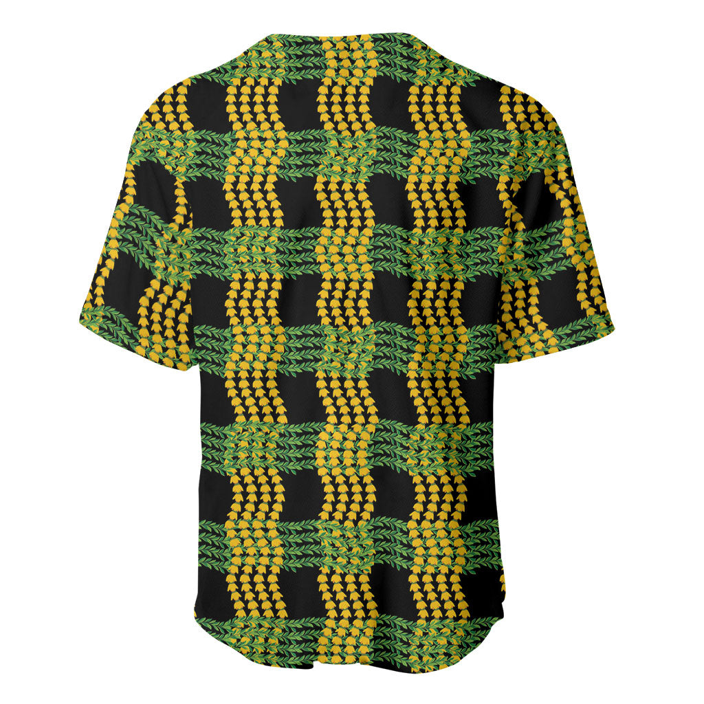 Aloha Hawaii Ilima Maile Lei Baseball Jersey Palaka Inspired Hawaiian-plaid Black LT14 - Polynesian Pride