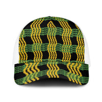 Aloha Hawaii Ilima Maile Lei Baseball Net Cap Palaka Inspired Hawaiian-plaid Black LT14 One Size White Black - Polynesian Pride
