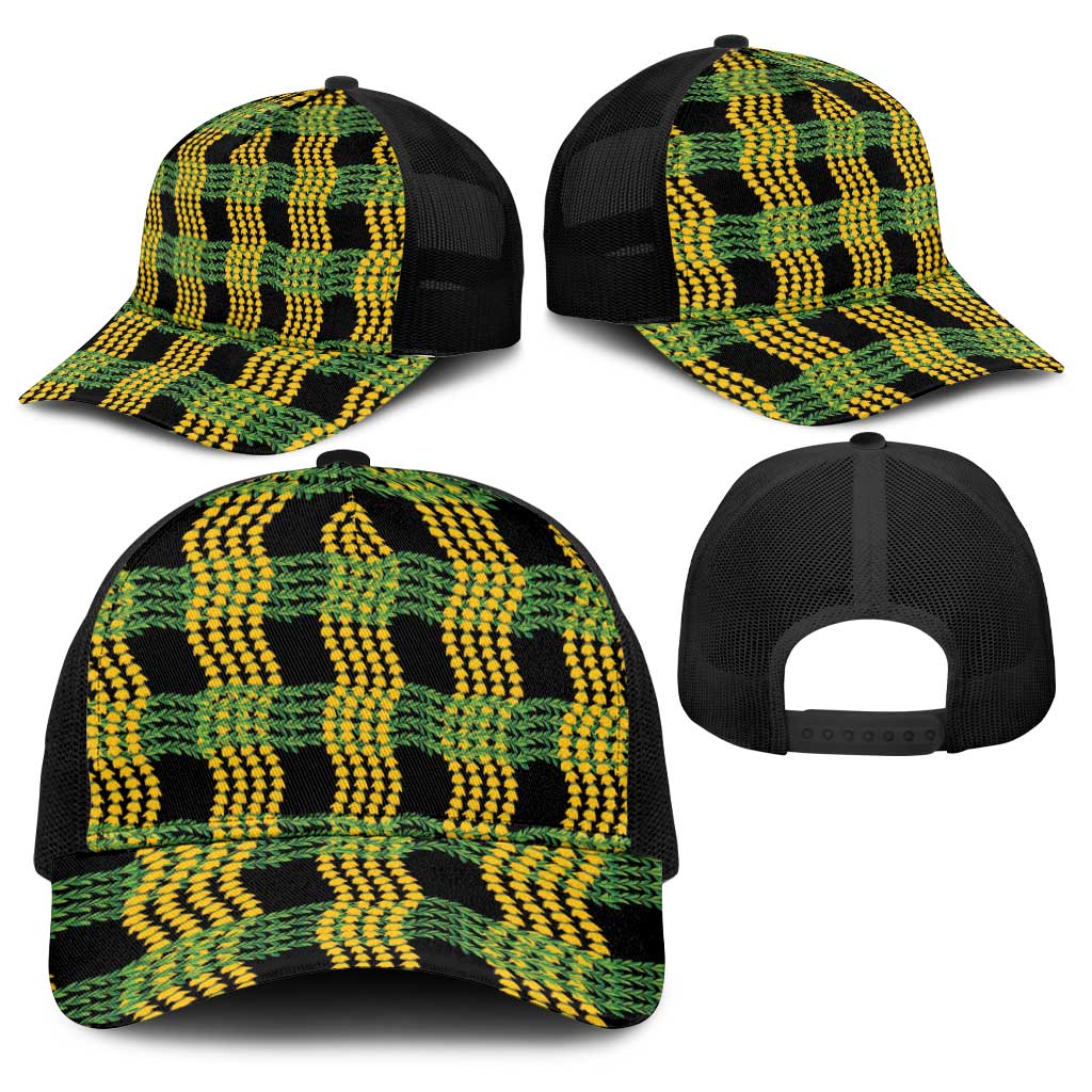 Aloha Hawaii Ilima Maile Lei Baseball Net Cap Palaka Inspired Hawaiian-plaid Black LT14 - Polynesian Pride