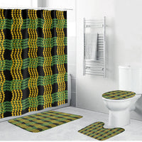 Aloha Hawaii Ilima Maile Lei Bathroom Set Palaka Inspired Hawaiian-plaid Black LT14 Bathroom Set (4 pcs) Black - Polynesian Pride