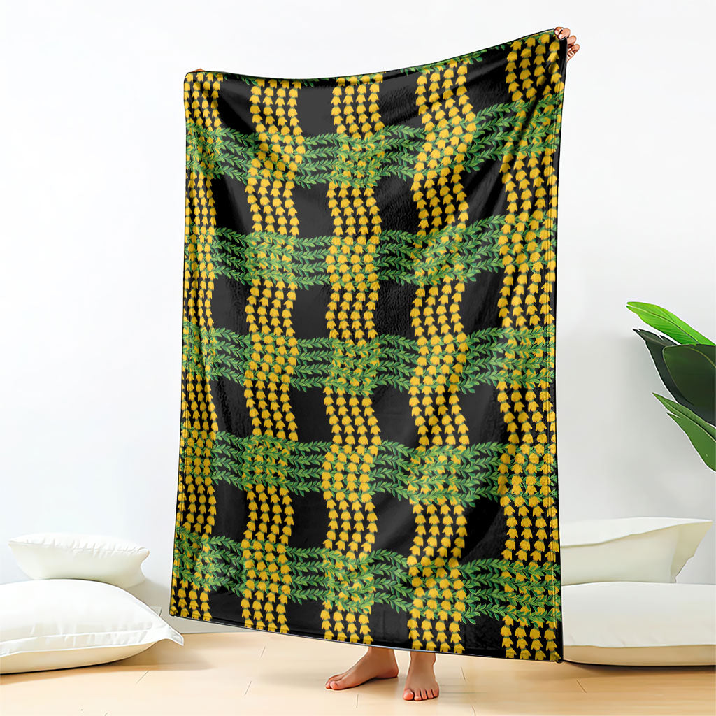 Aloha Hawaii Ilima Maile Lei Blanket Palaka Inspired Hawaiian-plaid Black LT14 - Polynesian Pride