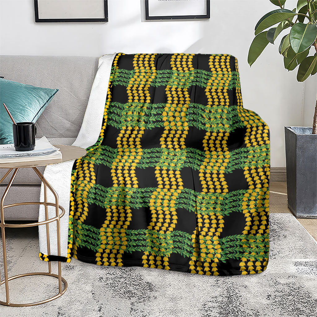 Aloha Hawaii Ilima Maile Lei Blanket Palaka Inspired Hawaiian-plaid Black LT14 - Polynesian Pride