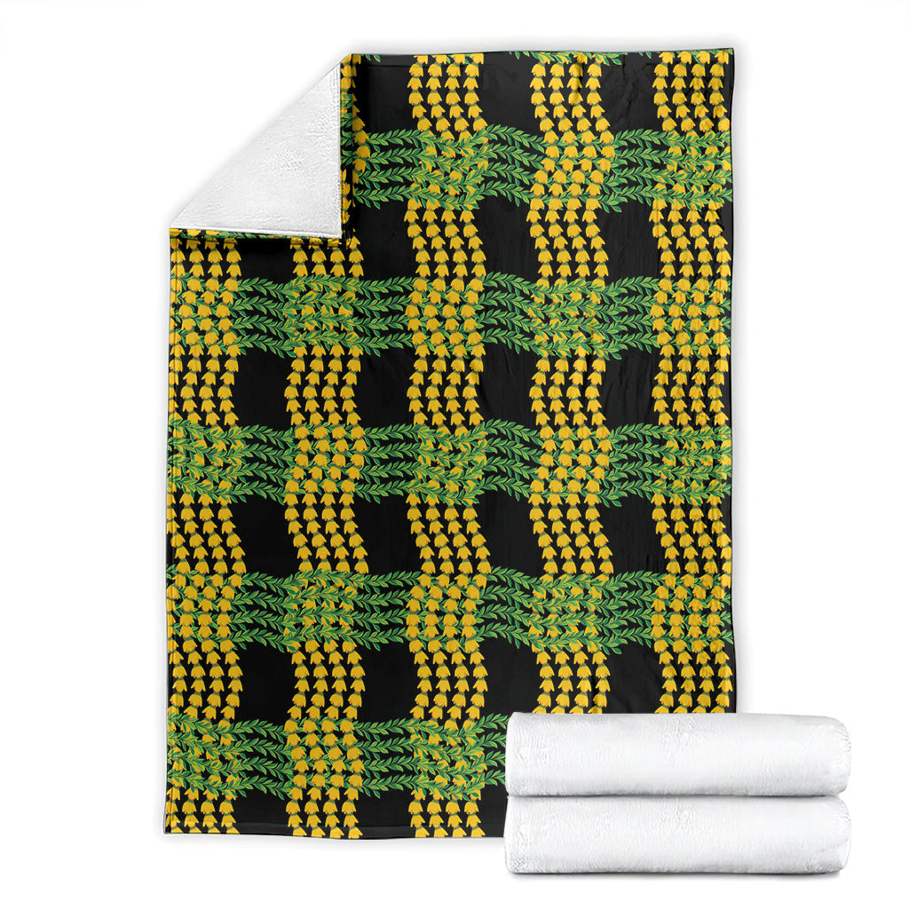 Aloha Hawaii Ilima Maile Lei Blanket Palaka Inspired Hawaiian-plaid Black LT14 - Polynesian Pride