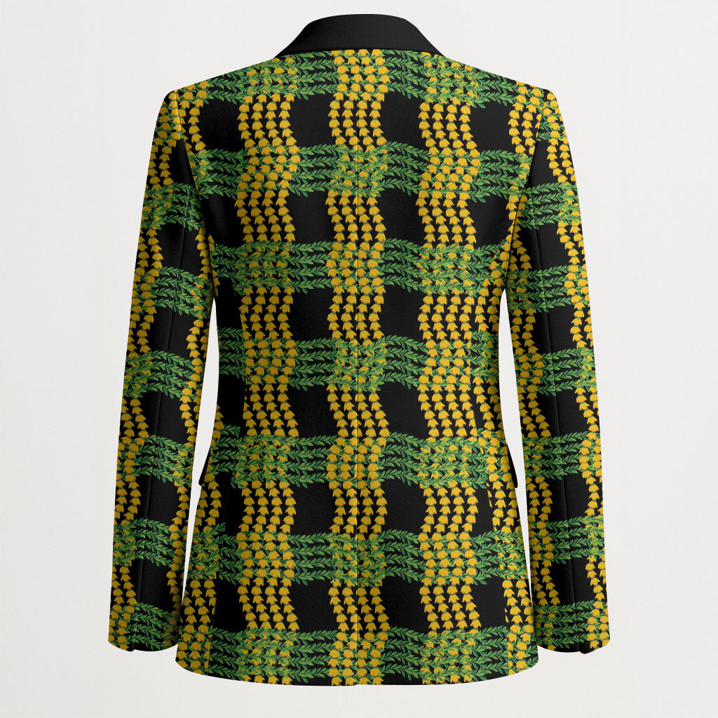 Aloha Hawaii Ilima Maile Lei Blazer Palaka Inspired Hawaiian-plaid Black LT14 - Polynesian Pride
