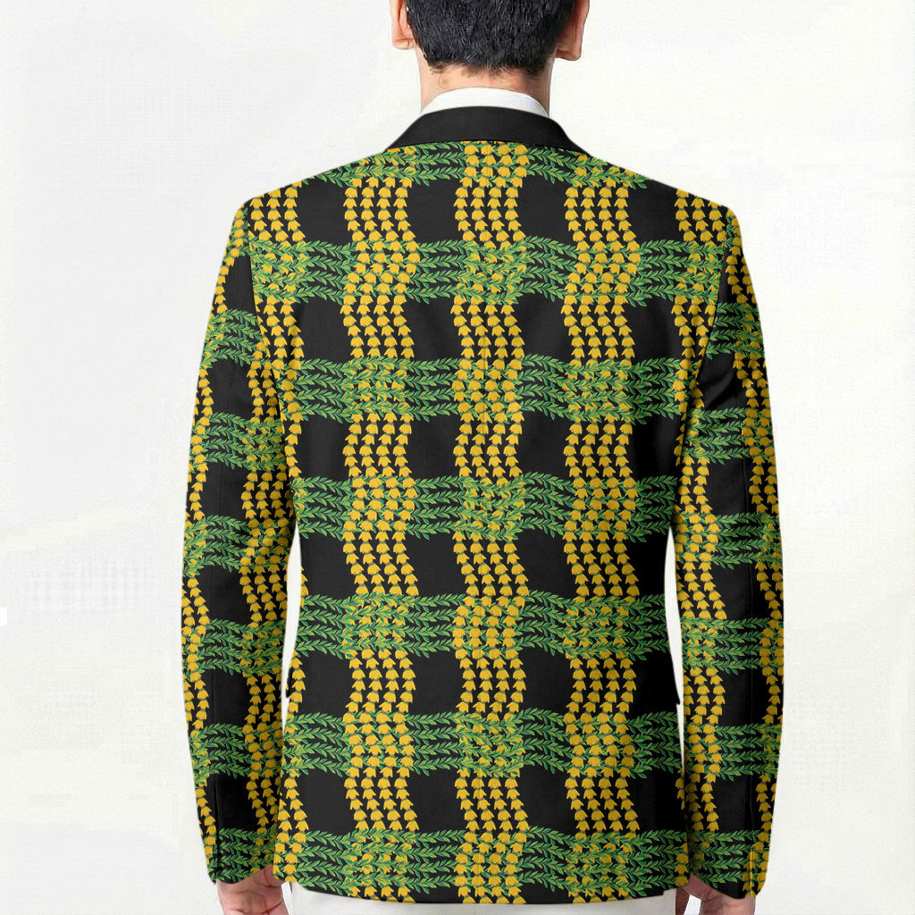 Aloha Hawaii Ilima Maile Lei Blazer Palaka Inspired Hawaiian-plaid Black LT14 - Polynesian Pride