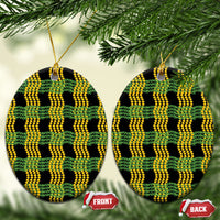 Aloha Hawaii Ilima Maile Lei Ceramic Ornament Palaka Inspired Hawaiian-plaid Black LT14 Oval Black - Polynesian Pride