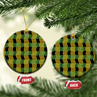 Aloha Hawaii Ilima Maile Lei Ceramic Ornament Palaka Inspired Hawaiian-plaid Black LT14 Circle Black - Polynesian Pride