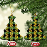 Aloha Hawaii Ilima Maile Lei Ceramic Ornament Palaka Inspired Hawaiian-plaid Black LT14 Christmas Tree Black - Polynesian Pride