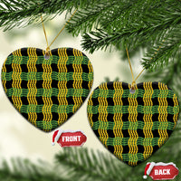 Aloha Hawaii Ilima Maile Lei Ceramic Ornament Palaka Inspired Hawaiian-plaid Black LT14 Heart Black - Polynesian Pride