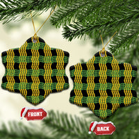 Aloha Hawaii Ilima Maile Lei Ceramic Ornament Palaka Inspired Hawaiian-plaid Black LT14 Snow Flake Black - Polynesian Pride