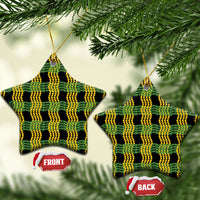 Aloha Hawaii Ilima Maile Lei Ceramic Ornament Palaka Inspired Hawaiian-plaid Black LT14 Star Black - Polynesian Pride