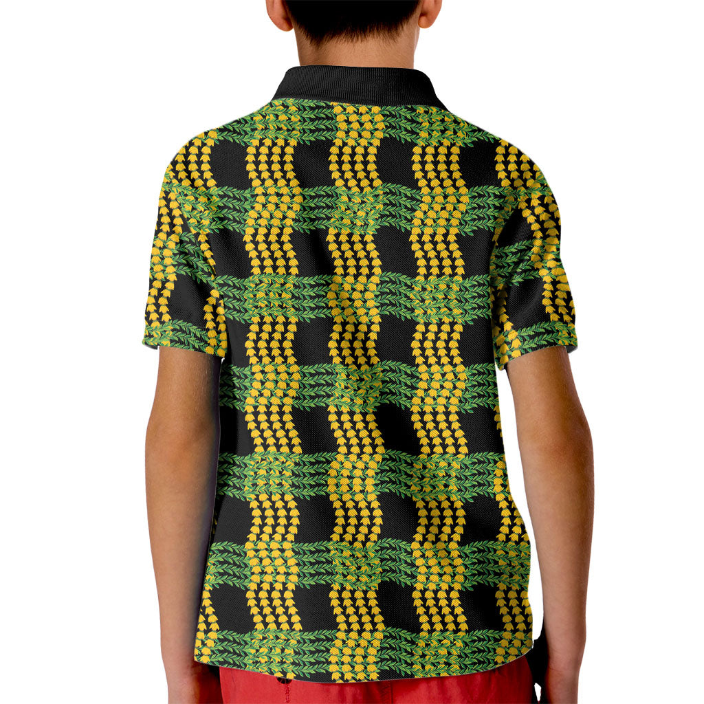 Aloha Hawaii Ilima Maile Lei Kid Polo Shirt Palaka Inspired Hawaiian-plaid Black LT14 - Polynesian Pride