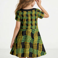 Aloha Hawaii Ilima Maile Lei Kid Short Sleeve Dress Palaka Inspired Hawaiian-plaid Black LT14 - Polynesian Pride