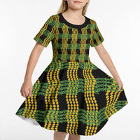 Aloha Hawaii Ilima Maile Lei Kid Short Sleeve Dress Palaka Inspired Hawaiian-plaid Black LT14 - Polynesian Pride