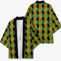 Aloha Hawaii Ilima Maile Lei Kimono Palaka Inspired Hawaiian-plaid Black LT14 - Polynesian Pride