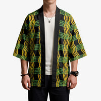 Aloha Hawaii Ilima Maile Lei Kimono Palaka Inspired Hawaiian-plaid Black LT14 - Polynesian Pride