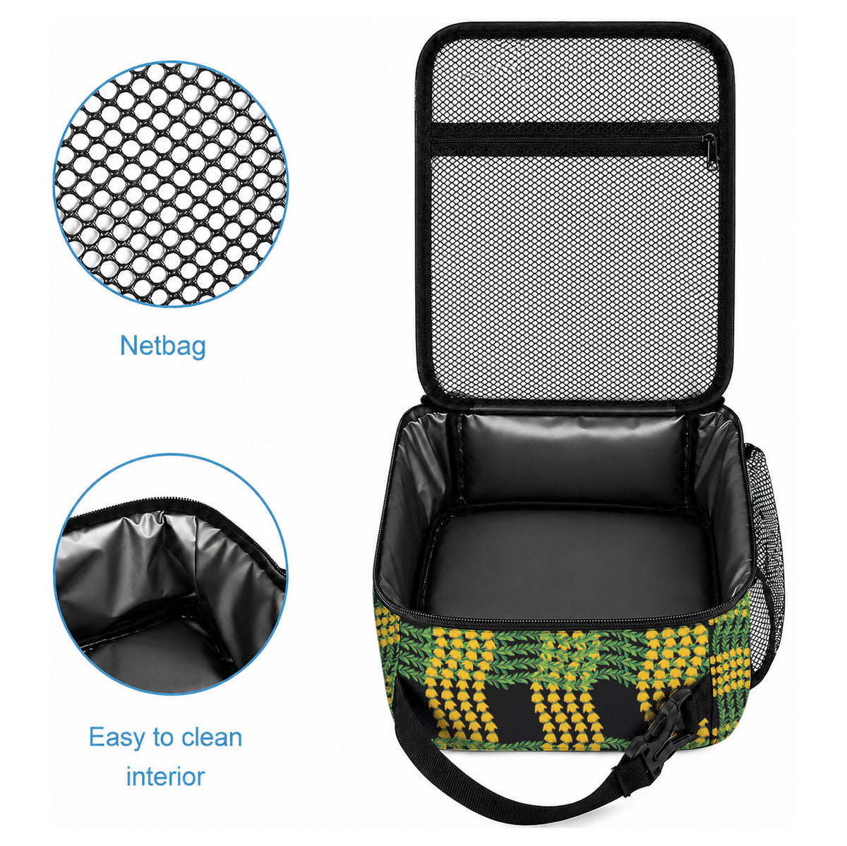 Aloha Hawaii Ilima Maile Lei Lunch Bag Palaka Inspired Hawaiian-plaid Black LT14 - Polynesian Pride