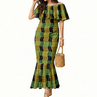 Aloha Hawaii Ilima Maile Lei Mermaid Dress Palaka Inspired Hawaiian-plaid Black LT14 Women Black - Polynesian Pride