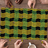 Aloha Hawaii Ilima Maile Lei Puzzle Palaka Inspired Hawaiian-plaid Black LT14 - Polynesian Pride