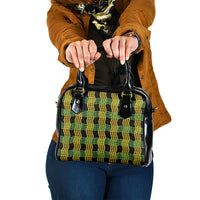 Aloha Hawaii Ilima Maile Lei Shoulder Handbag Palaka Inspired Hawaiian-plaid Black LT14 One Size Black - Polynesian Pride