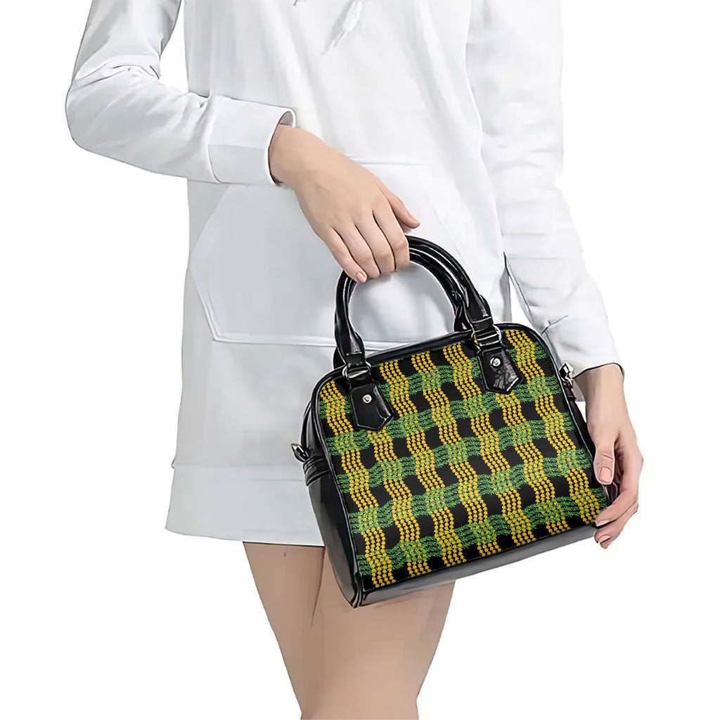 Aloha Hawaii Ilima Maile Lei Shoulder Handbag Palaka Inspired Hawaiian-plaid Black LT14 - Polynesian Pride