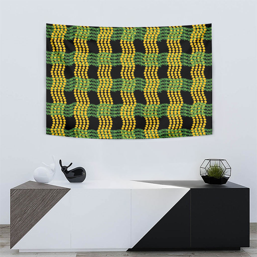Aloha Hawaii Ilima Maile Lei Tapestry Palaka Inspired Hawaiian-plaid Black LT14 - Polynesian Pride