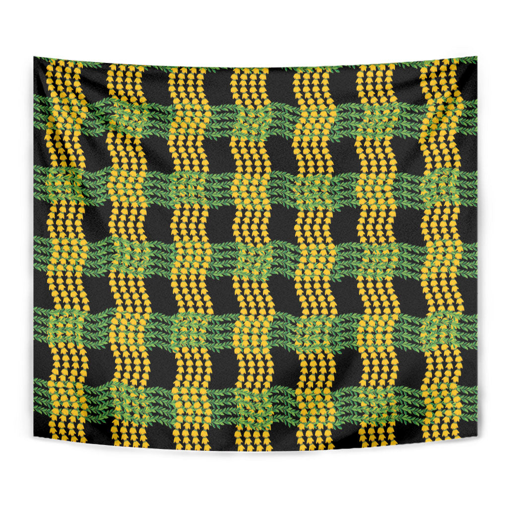 Aloha Hawaii Ilima Maile Lei Tapestry Palaka Inspired Hawaiian-plaid Black LT14 - Polynesian Pride