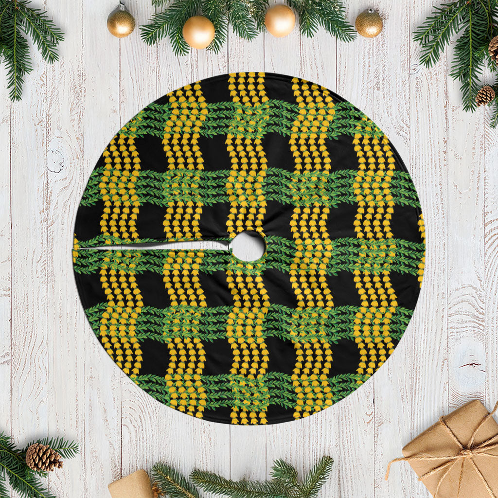 Aloha Hawaii Ilima Maile Lei Tree Skirt Palaka Inspired Hawaiian-plaid Black LT14 Casual Black - Polynesian Pride