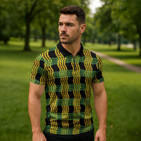 Aloha Hawaii Ilima Maile Lei Zipper Polo Shirt Palaka Inspired Hawaiian-plaid Black LT14 - Polynesian Pride