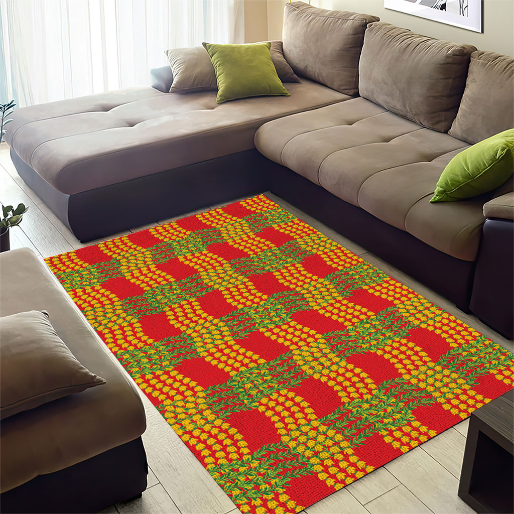 Aloha Hawaii Ilima Maile Lei Area Rug Palaka Inspired Hawaiian-plaid Red LT14 - Polynesian Pride