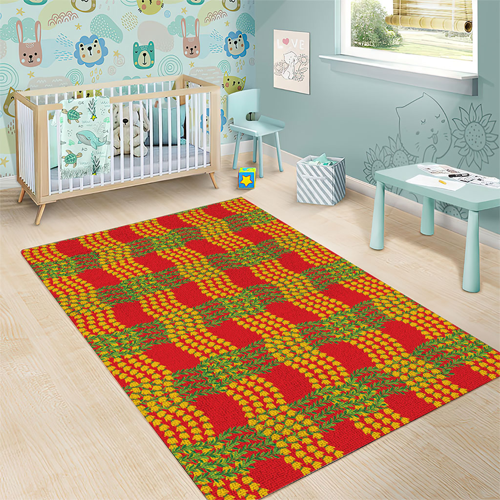 Aloha Hawaii Ilima Maile Lei Area Rug Palaka Inspired Hawaiian-plaid Red LT14 - Polynesian Pride