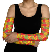 Aloha Hawaii Ilima Maile Lei Arm Sleeves Palaka Inspired Hawaiian-plaid Red LT14 - Polynesian Pride