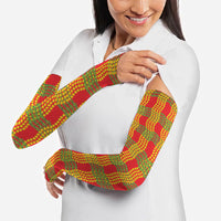 Aloha Hawaii Ilima Maile Lei Arm Sleeves Palaka Inspired Hawaiian-plaid Red LT14 - Polynesian Pride