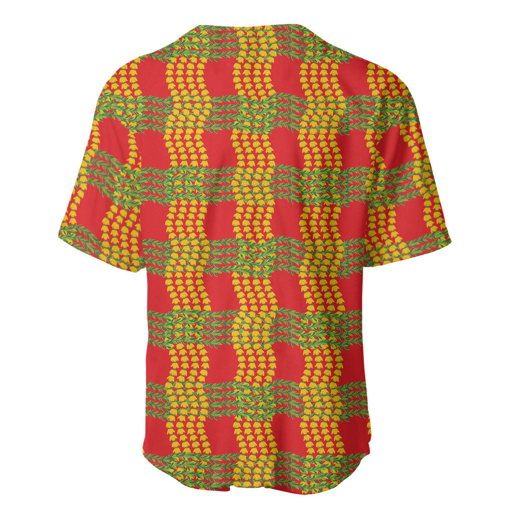 Aloha Hawaii Ilima Maile Lei Baseball Jersey Palaka Inspired Hawaiian-plaid Red LT14 - Polynesian Pride