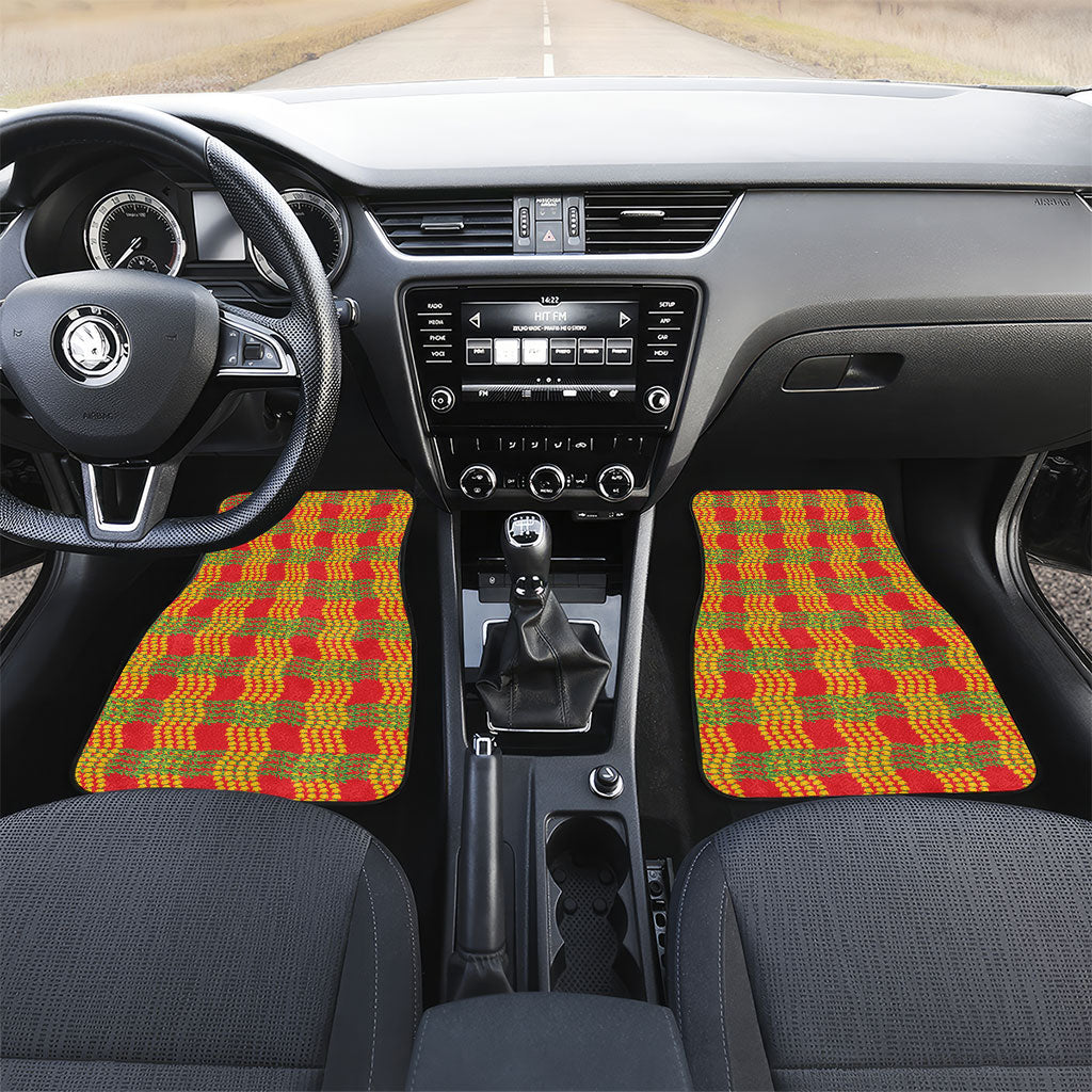 Aloha Hawaii Ilima Maile Lei Car Mats Palaka Inspired Hawaiian-plaid Red LT14 Set 2pcs - Front Red - Polynesian Pride