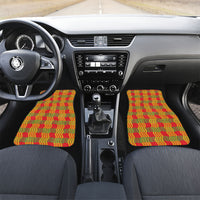 Aloha Hawaii Ilima Maile Lei Car Mats Palaka Inspired Hawaiian-plaid Red LT14 Set 2pcs - Front Red - Polynesian Pride