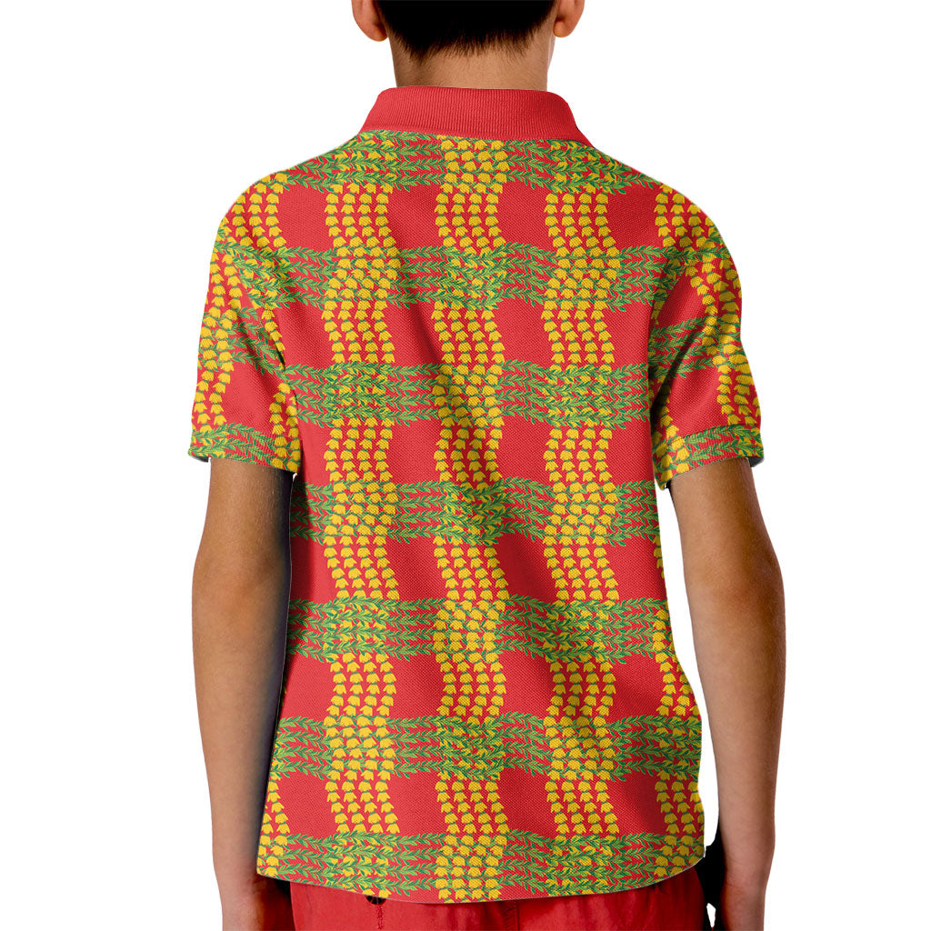 Aloha Hawaii Ilima Maile Lei Kid Polo Shirt Palaka Inspired Hawaiian-plaid Red LT14 - Polynesian Pride
