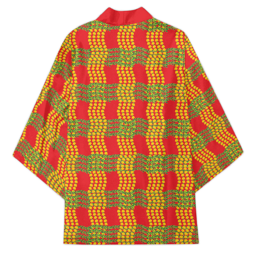 Aloha Hawaii Ilima Maile Lei Kimono Palaka Inspired Hawaiian-plaid Red LT14 - Polynesian Pride