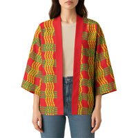 Aloha Hawaii Ilima Maile Lei Kimono Palaka Inspired Hawaiian-plaid Red LT14 - Polynesian Pride