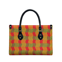 Aloha Hawaii Ilima Maile Lei Leather Bag Palaka Inspired Hawaiian-plaid Red LT14 - Polynesian Pride